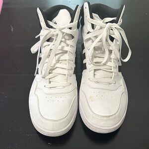 Adias Men’s White and Black High-Top Sneakers - size 11. Only worn a few times
